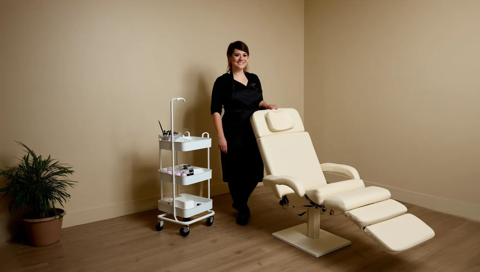 Permanent makeup artist in a private studio suite