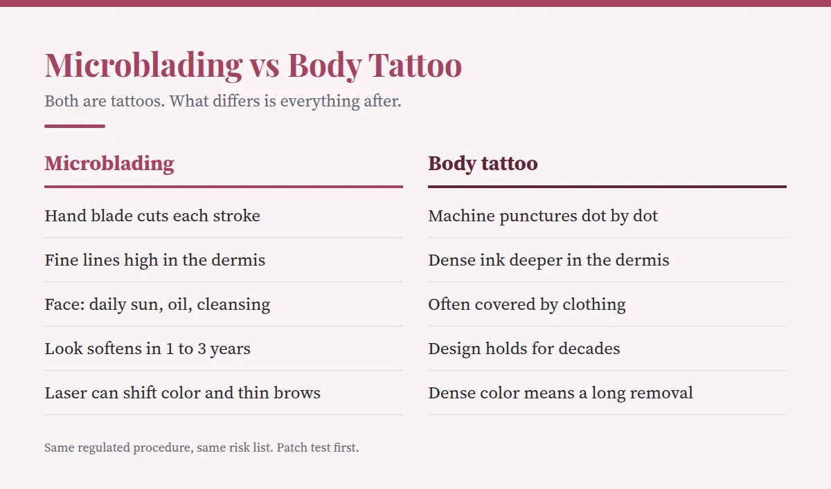 Summary card: Microblading vs Body Tattoo
