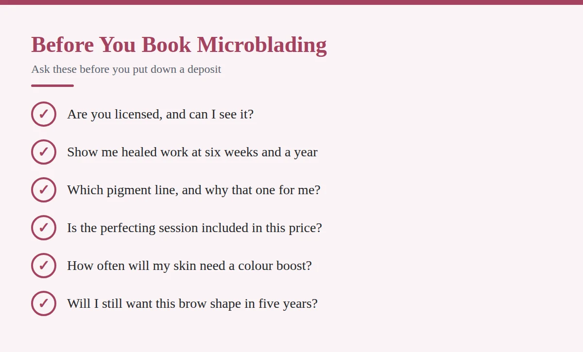 Summary card: Before You Book Microblading